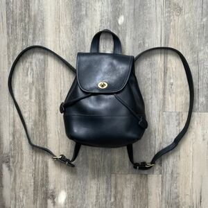 Vintage Coach Black Leather Daypack Backpack Rucksack Bag Purse 9791